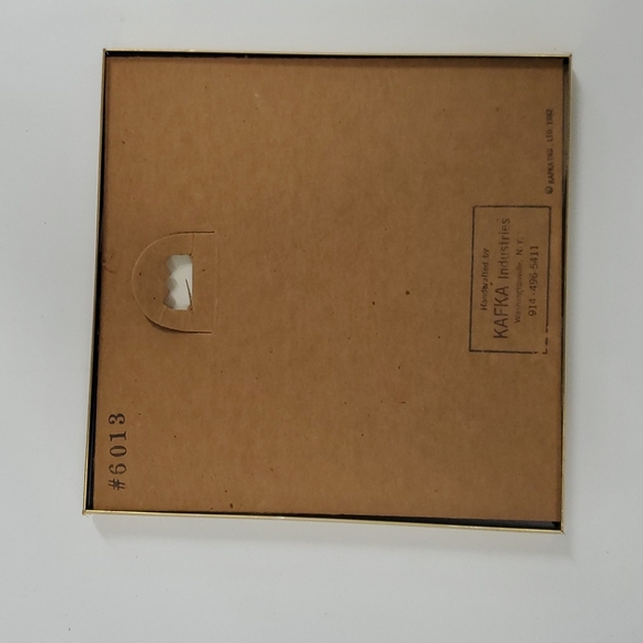 Vtg 80s cat in a basket foil framed art ltd #6013 kafka industries - Picture 6 of 6